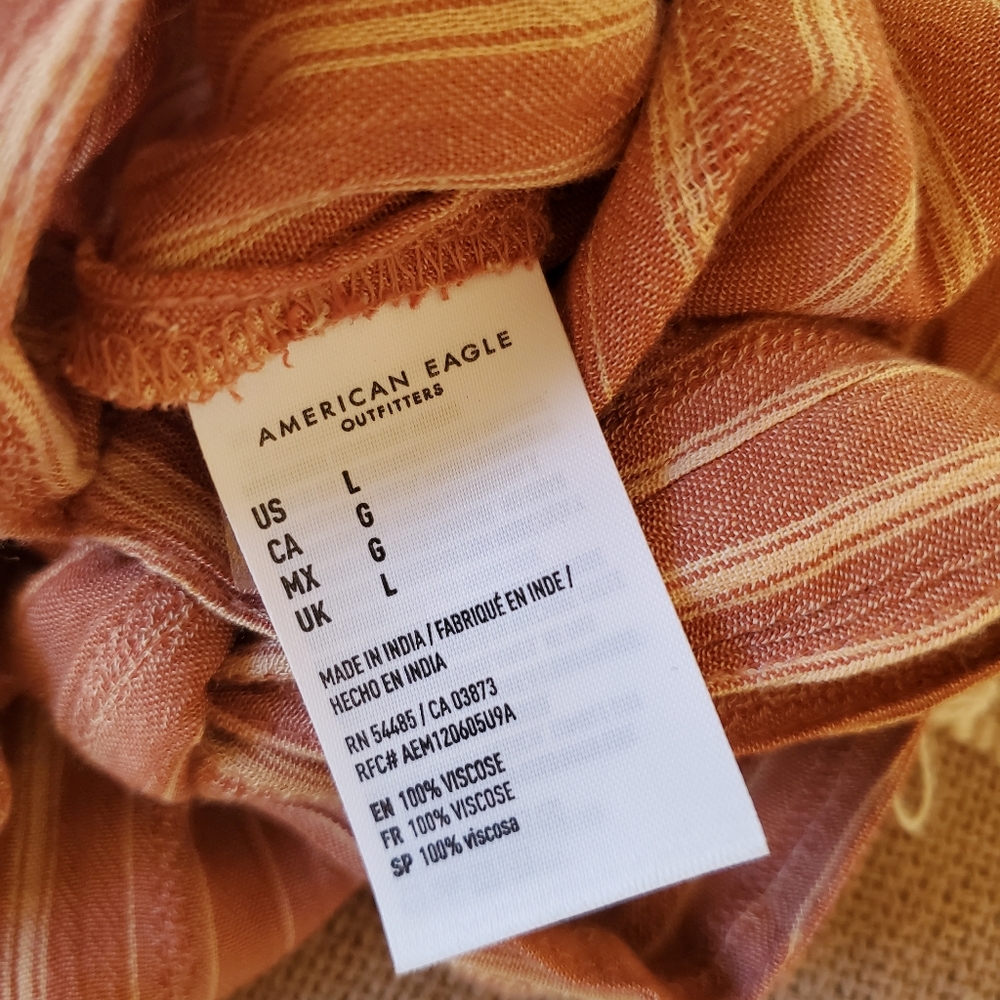 AMERICAN EAGLE Pink Striped Wrap Button Tie Mini Skirt sz L - Picture 7 of 7